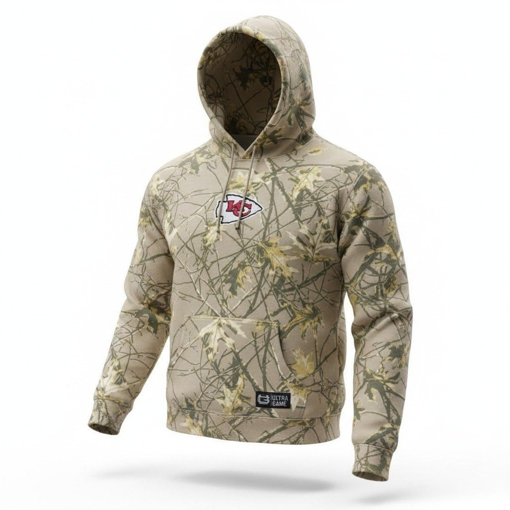 Ultra Game NFL Kansas City Chiefs Mens L Tan Camo Hoodie